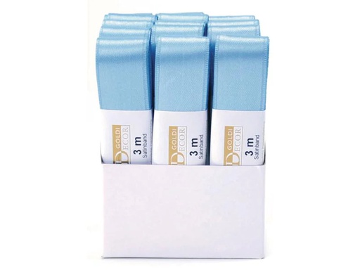 [90005799 640946] GOLDINA Satinband 25 mm x 3 m, Hellblau, 1 Stück
