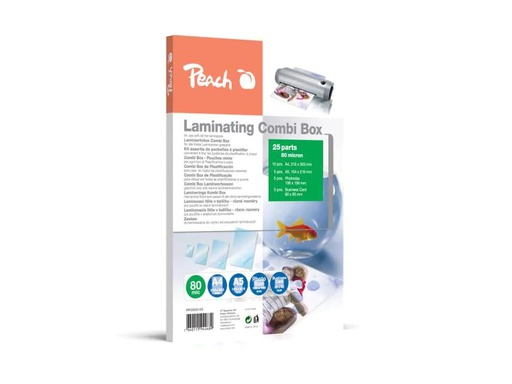 [90058694 331643] Peach Laminierfolie Combi Box 80 µm, 25 Stück, Glänzend