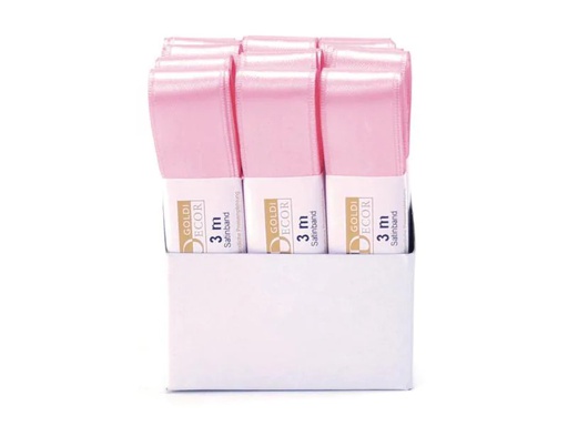 [90058979 640939] GOLDINA Satinband 25 mm x 3 m, Rosa, 1 Stück