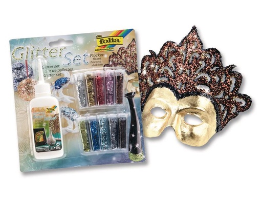 [90059838 599612] Folia Glitzerset Flocken, 10 Farben
