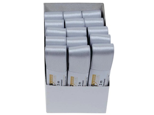 [90059862 640923] GOLDINA Satinband 25 mm x 3 m, Silber, 1 Stück