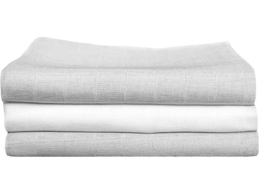 [90060951 974432] MAKIAN Mulltuch 3-er Set 70 x 70 cm Grau und Weiss uni