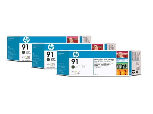 [90061174 887616] HP Tinte Nr. 91 (C9480A) Matte Black (3er-Pack)