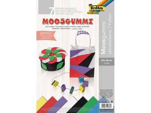 [90061595 1043920] Folia Moosgummi-Set 7 Stück, Mehrfarbig