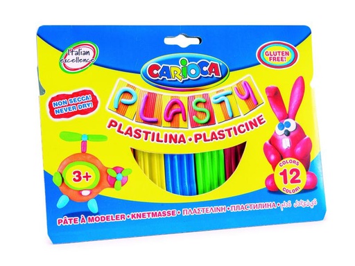 [90062601 722700] Carioca Modelliermasse Plasty 12 Stück, Mehrfarbig