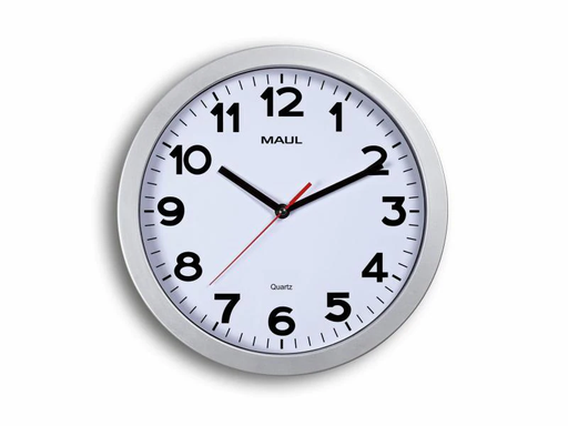 [90062691 609181] Maul Wanduhr Step Ø 30 cm Silber/Weiss