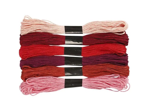 [90063299 710736] Creativ Company Stickgarn Baumwolle Rot 6 Bündel à 8 m