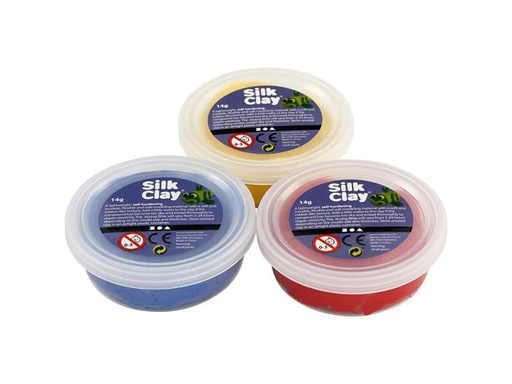 [90063559 828578] Creativ Company Modellier-Set Silk Clay 3 x 14 g Gelb; Rot; Blau