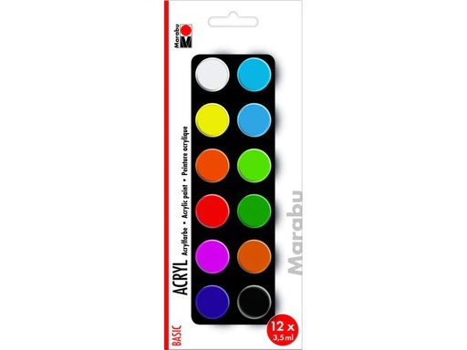 [90063666 1078058] Marabu Acrylfarbe Set Basic 12 x 3.5 ml