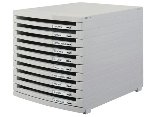 [90063858 1014540] HAN Schubladenbox CONTUR A4 10 Schubladen, offen, Grau