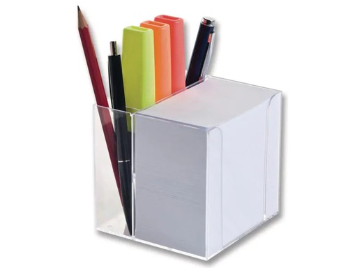 [90063983 649260] Folia Notizzettel-Dispenser mit Stiftehalter Transparent