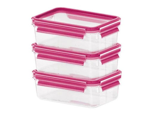 [90064353 454102] Emsa Vorratsbehälter 3 Stück, 1.65 l, Rosa/Transparent