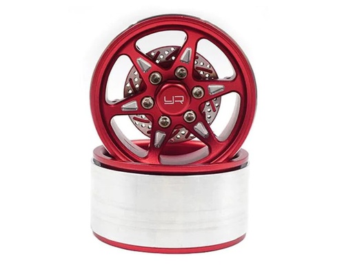 [90064767 1150101] Yeah Racing Felgen BXN 1.9 6 Speichen Beadlock Rot, 2 Stück