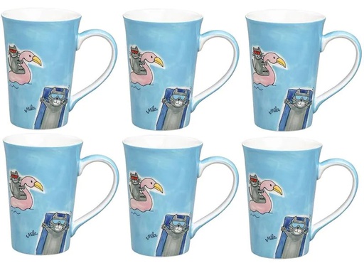 [90064989 1200960] Mila Teetasse Summer Cats 350 ml, 6 Stück, Blau