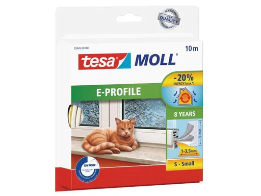 [90065507 339093] tesa Gummidichtung MOLL E-Profile Small 1 Stück, Weiss