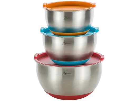 [90065643 559805] Genius Rührschüssel-Set 1 l, 2 l, 3 l, Mehrfarbig