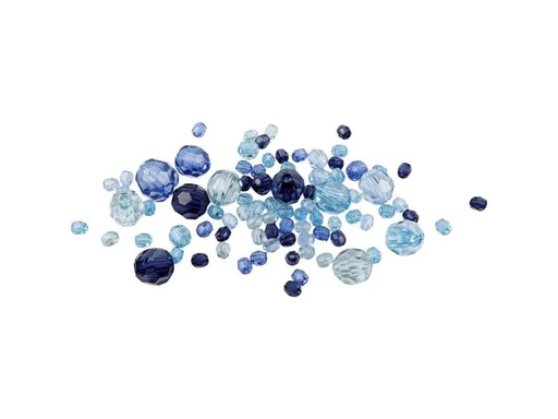 [90065651 846854] Creativ Company Facettenperlen 4-12 mm Blau, 170 Stück