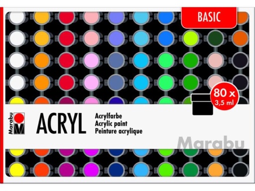 [90065722 1078060] Marabu Acrylfarbe Set Basic, 80 x 3.5 ml