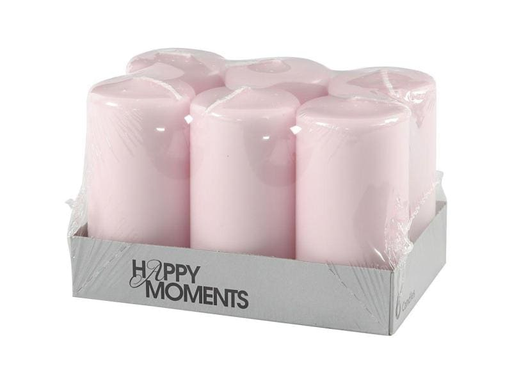 [90006600 822045] Creativ Company Zylinderkerze Ø 5 cm Rosa, 6 Stück