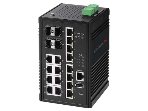 [90066429 893708] Edimax Pro Rail PoE+ Switch IGS-5416P 20 Port