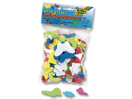 [90066598 599562] Folia Moosgummi-Stanzteile Blumen &amp; Schmetterlinge, 200 Stück
