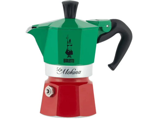 [90066792 1084110] Bialetti Espressokocher Mokina Italia 1 Tassen, Grün/Rot/Weiss