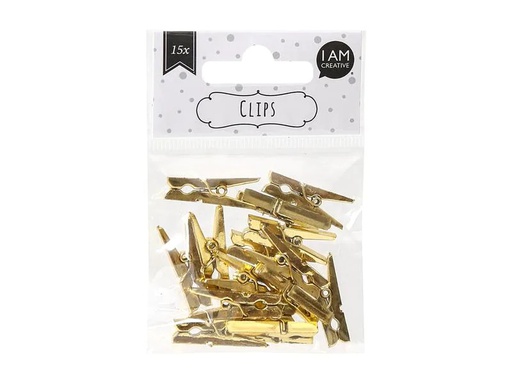 [90067069 1121468] I AM CREATIVE Klammer 4 x 30 mm 15 Stück, Gold
