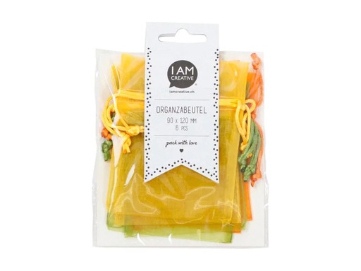 [90067382 1074817] I AM CREATIVE Organzabeutel Spring 9 x 12 cm, 6 Stück