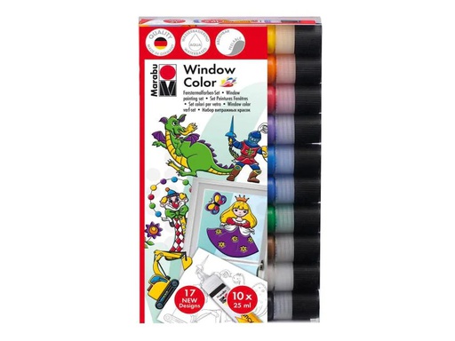 [90068303 556440] Marabu Fensterfarbe Window Color 10 Farben à 25 ml