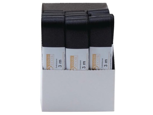 [90069254 640949] GOLDINA Satinband 25 mm x 3 m, Schwarz, 1 Stück