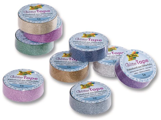 [90069582 599573] Folia Glitzer Tape Silber, 15 mm x 5 m
