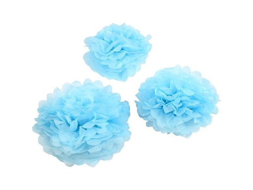 [90069624 719932] Creativ Company Pompons 20 + 24 + 30 cm 3 Stück, Hellblau