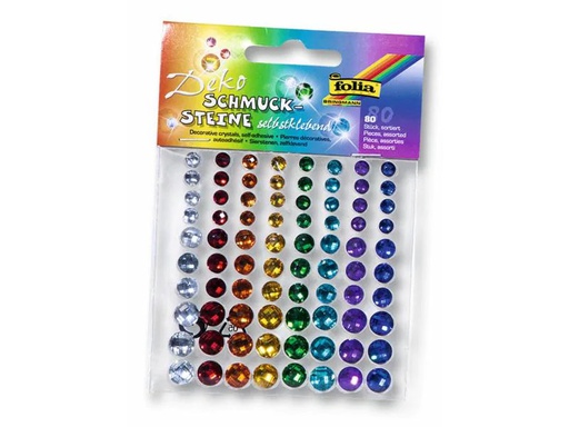 [90070753 599761] Folia Schmucksteine Rainbow selbstklebend 80 Stück, Mehrfarbig