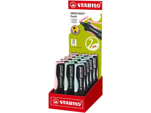 [90071604 1129270] STABILO Textmarker GREEN BOSS 15 Stück im Display, assortiert