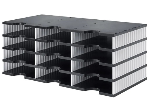 [90072502 830904] Styro Dokumentenablage styrodoc trio  Standard, Schwarz, 12 Fächer