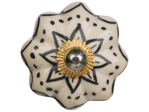[90072842 1176596] Tranquillo Möbelgriff handgemacht, Ø 4.5 cm, Weiss/Gold