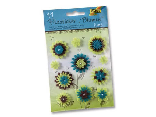 [90073308 599732] Folia Motivsticker Blumen Lime Blau/Hellgrün  11 Stück