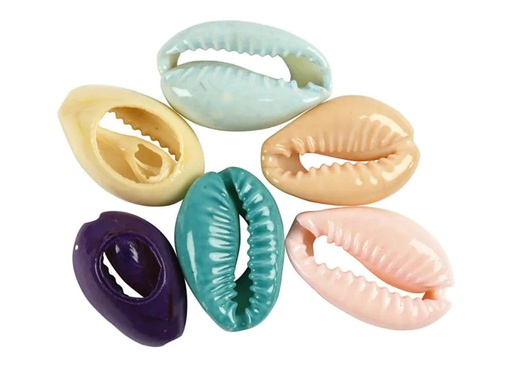 [90073847 931721] Creativ Company Perlen Muscheln, 20 mm, bunt, 6 Stk.