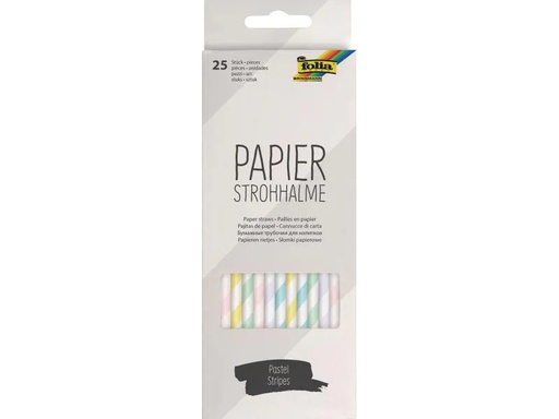[90074238 1007119] Folia Strohhalm Papier, 25 Stück,  Pastell Streifen