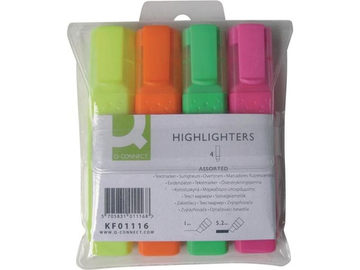[90074527 1046043] CONNECT Textmarker Q-Connect 4 Stück, Mehrfarbig