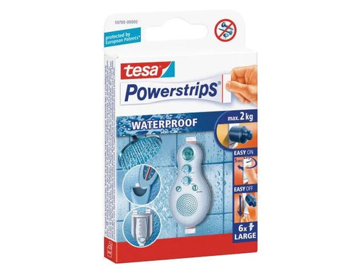 [90074586 339016] tesa Selbstklebestrip Powerstrips WP 6 Stück, Weiss, 2 kg