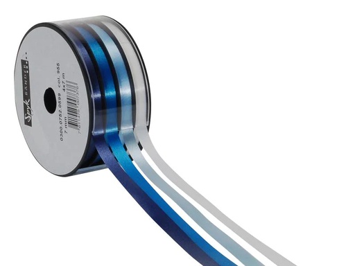 [90075267 1122585] Spyk Geschenkband Kombispule 4 x 7 mm x 7 m, Blau/Weiss