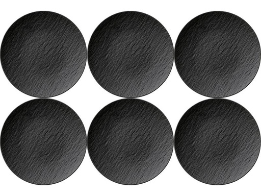 [90076612 970698] Villeroy &amp; Boch Speiseteller Manufacture Rock Ø 25 cm, 6 Stück, Schwarz