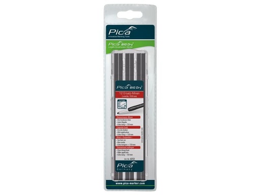 [90076901 1155550] Pica Ersatz-Minen BIG-Dry 2H, Graphit, 12 Stück