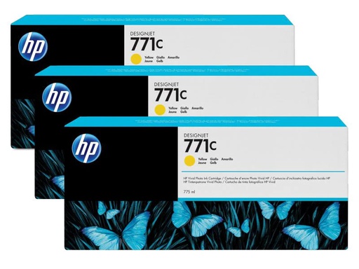 [90077046 887466] HP Tinte Nr. 771C (B6Y34A) Yellow (3er-Pack)