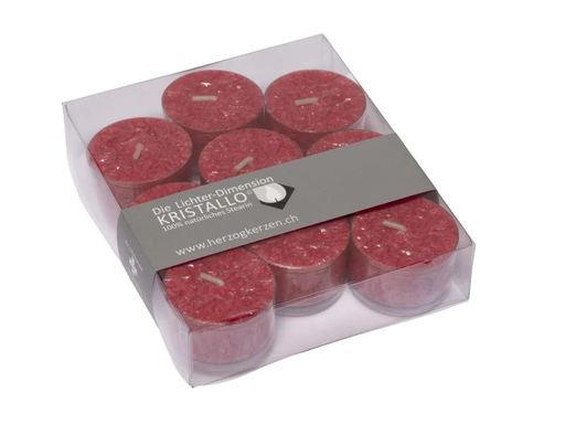 [90077242 961523] Herzog Kerzen AG Teelichter Kristallo Ø 4 cm 9 Stück, Rubin