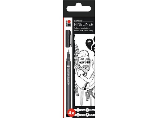 [90077468 1137172] Marabu Fineliner Graphix 4 Stück, Schwarz