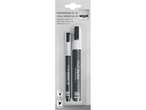 [90077673 541135] Sigel Kreidemarker 20 und 50 2 Stück, Weiss