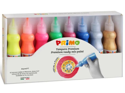 [90077828 1058361] Primo Temperafarben Metallic &amp; Fluorescent 8 x 50 ml