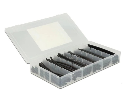 [90077911 1064037] Delock Schrumpfschlauch 100-teilig Sortimentsbox, schwarz